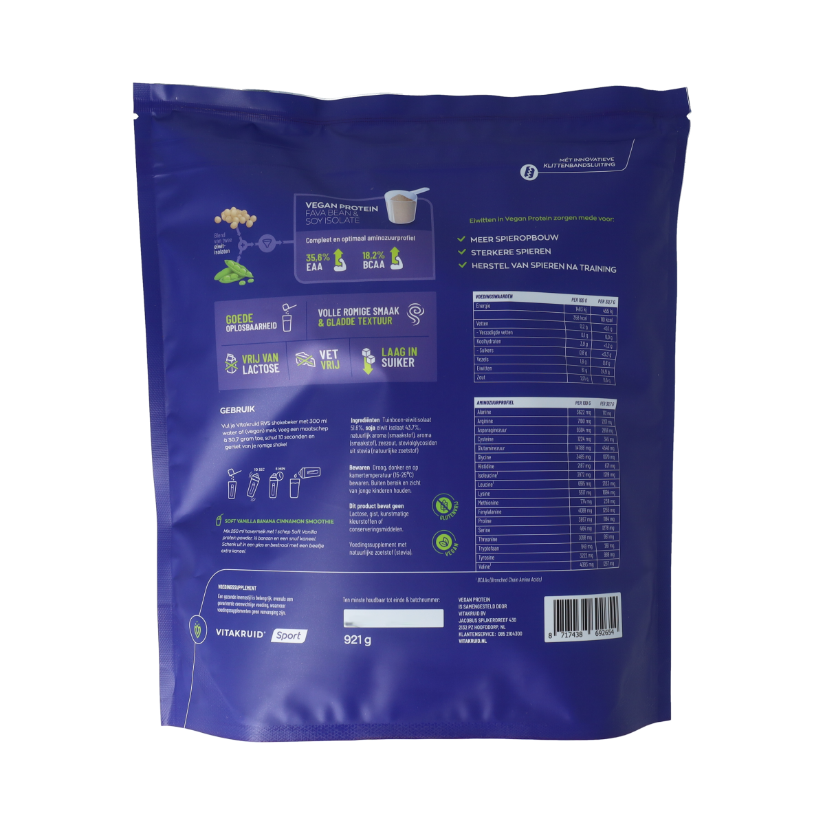 Vitakruid Vegan protein Soft vanilla 921.00 Gram