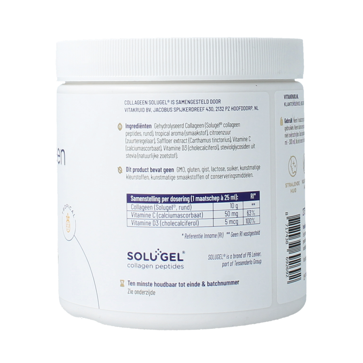 Vitakruid Collageen Solugel poeder met vitamine C & D Tropic 273.00 Gram