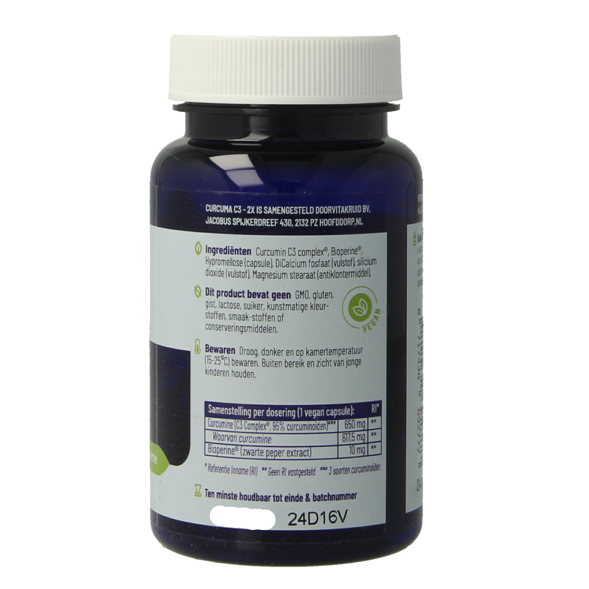 Vitakruid Curcuma C3-2X (95%  curcuminoiden) met Bioperine 30.00 Vegetarische capsules