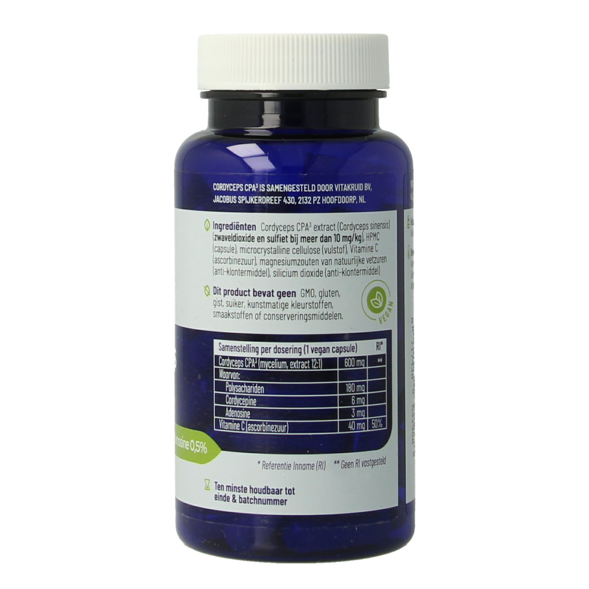 Vitakruid Cordyceps CPA3 mycelium extract 12:1 60.00 Vegetarische capsules