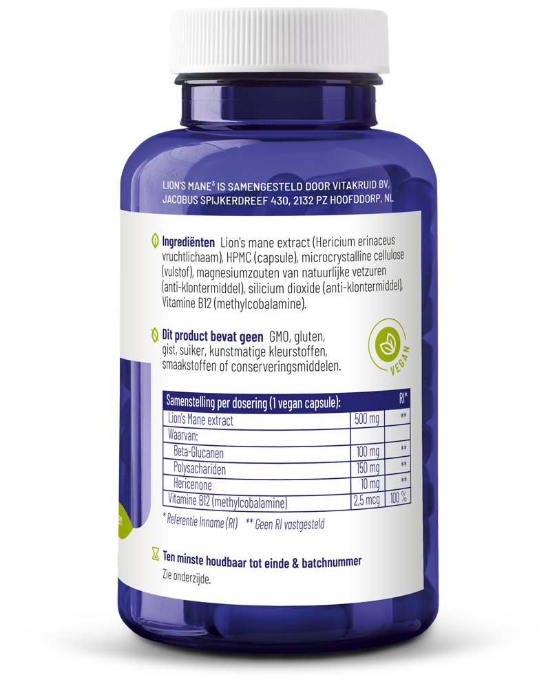 Vitakruid Lions mane 90.00 Vegetarische capsules