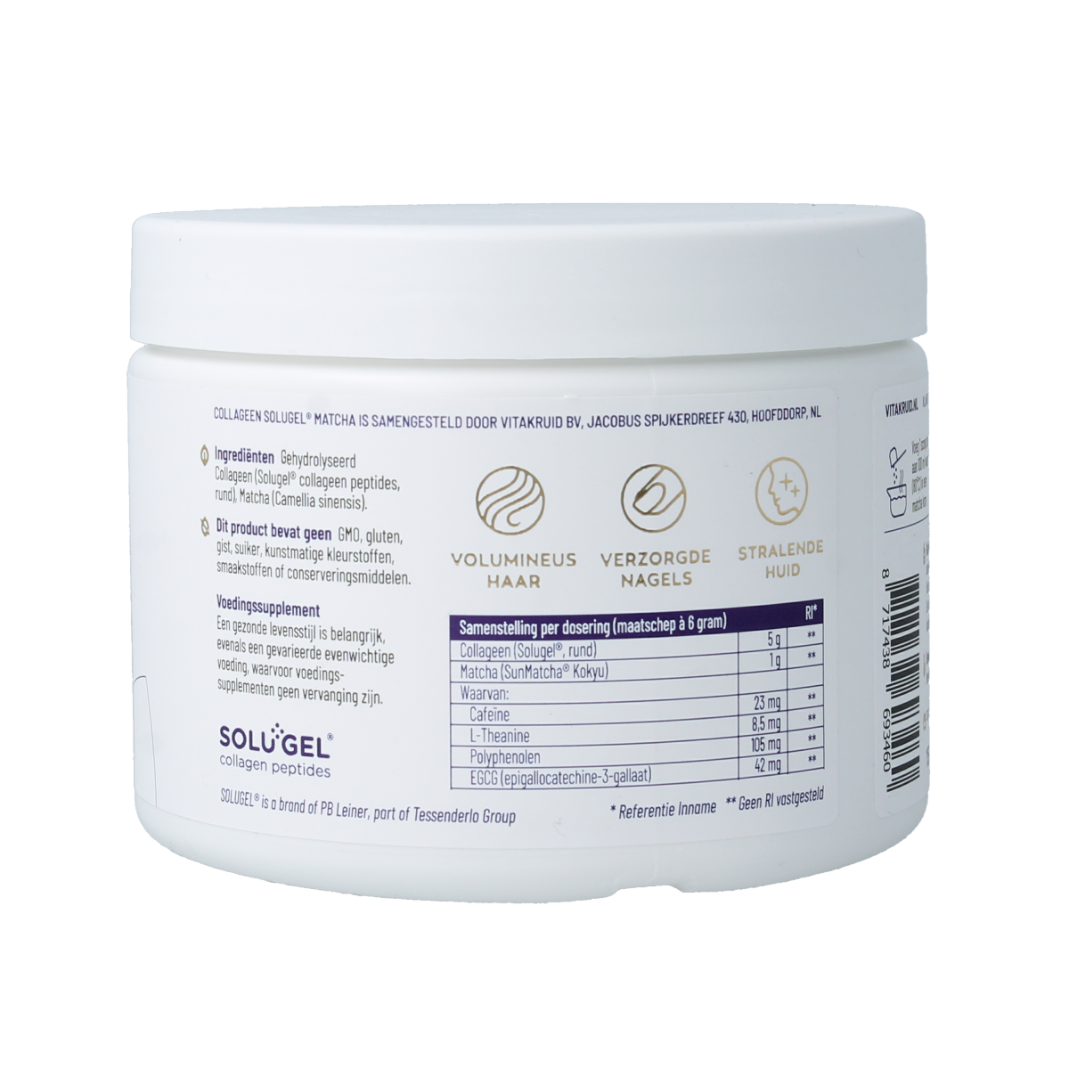 Vitakruid Matcha collageen met sunmatcha & solugel 150.00 Gram