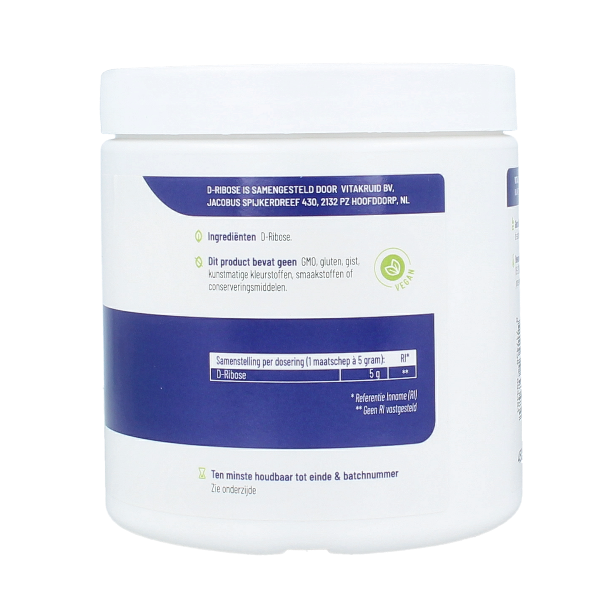 Vitakruid D-Ribose 100% puur gefermenteerd uit glucose 450.00 Gram