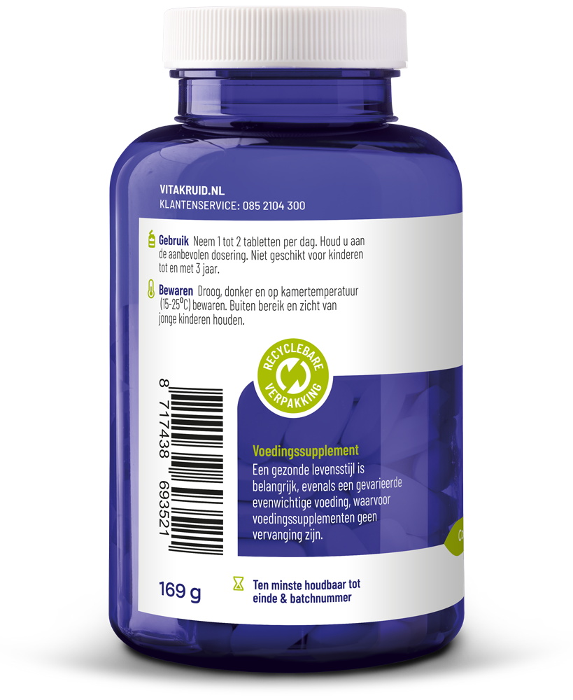 Vitakruid Magnesium sport bisglycinaat malaat tri-dicitraat 90.00 Tabletten