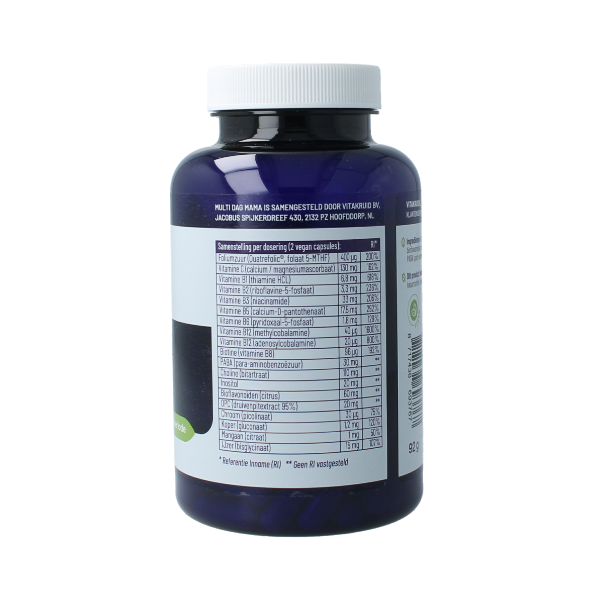 Vitakruid Multi dag mama vegan 180.00 Vegetarische capsules