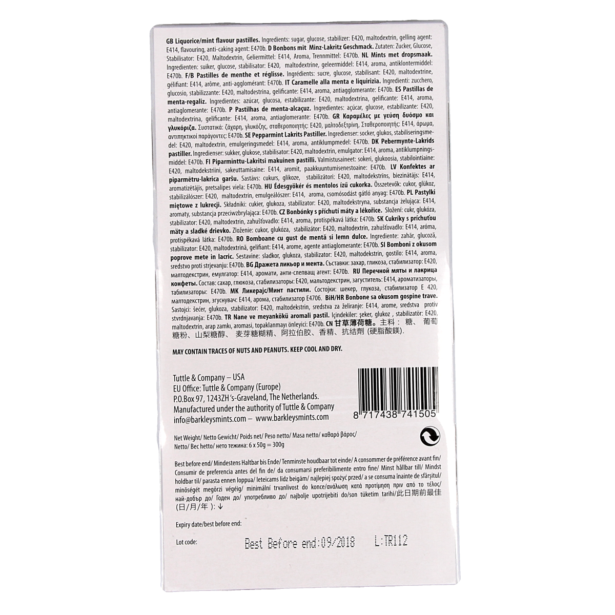 Barkleys Classic mints liquorice 50.00 Gram