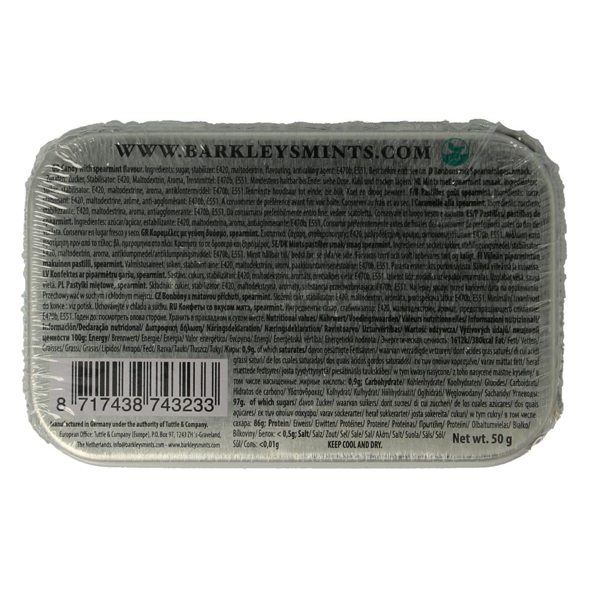 Barkleys Classic mints spearmint 50.00 Gram