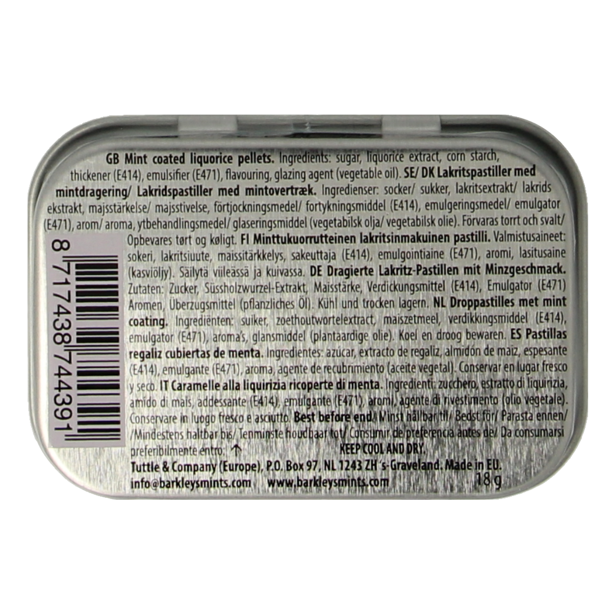 Barkleys Liquorice pellets mint coated 18.00 Gram
