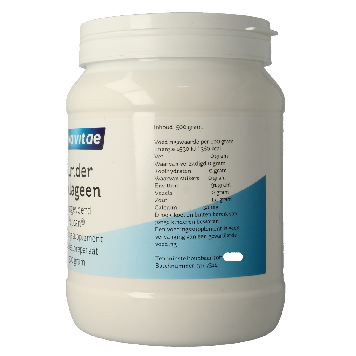 Nova Vitae Runder collageen gras gevoerd Peptan 500.00 Gram