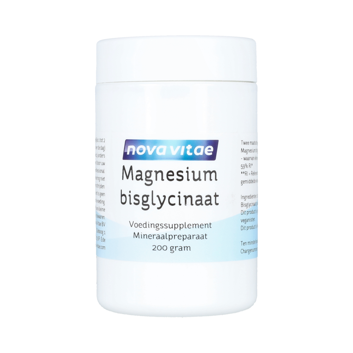 Nova Vitae Magnesium bisglycinaat poeder 200.00 Gram