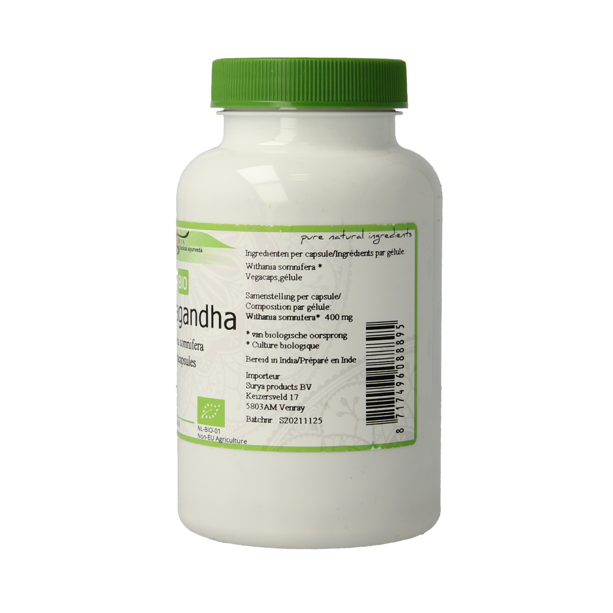 Surya Ashwagandha bio 180.00 Vegetarische capsules