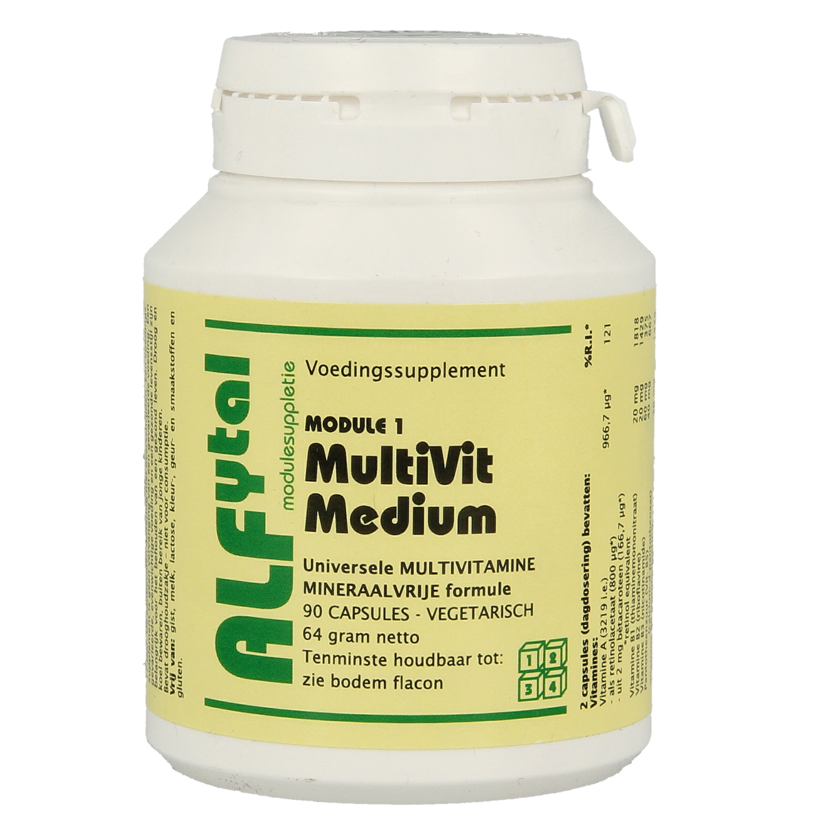 Alfytal MultiVit medium - mineraalvrij 90.00 Vegetarische capsules