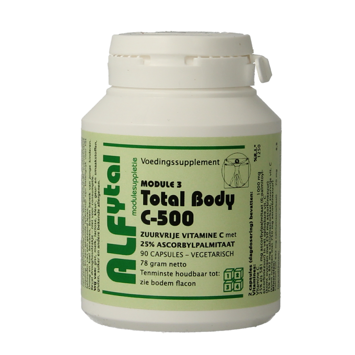 Alfytal Total body C-500 zuurvrij/25% vetoplosbaar 90.00 Vegetarische capsules