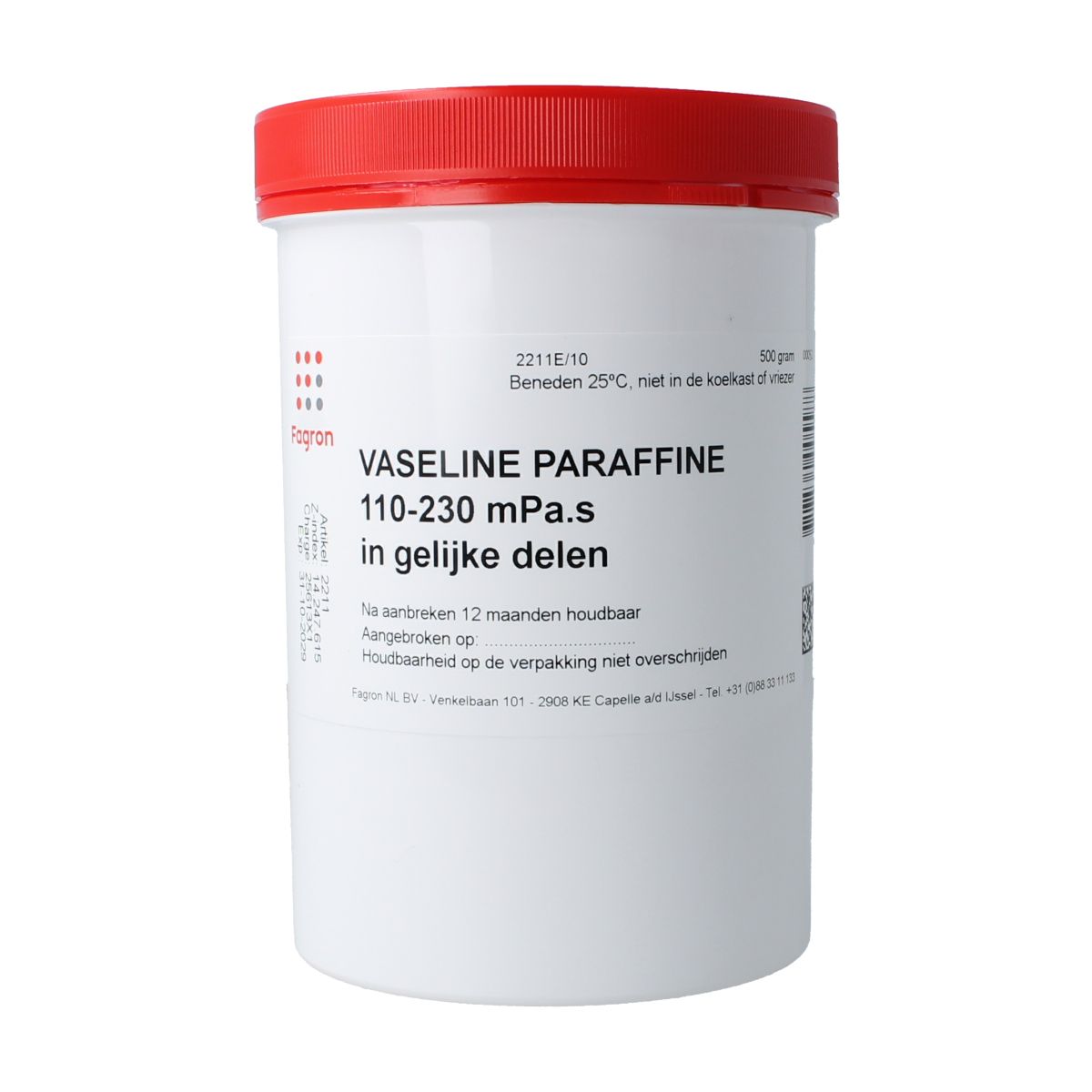 Fagron Vaseline paraffine zalf 500.00 Gram