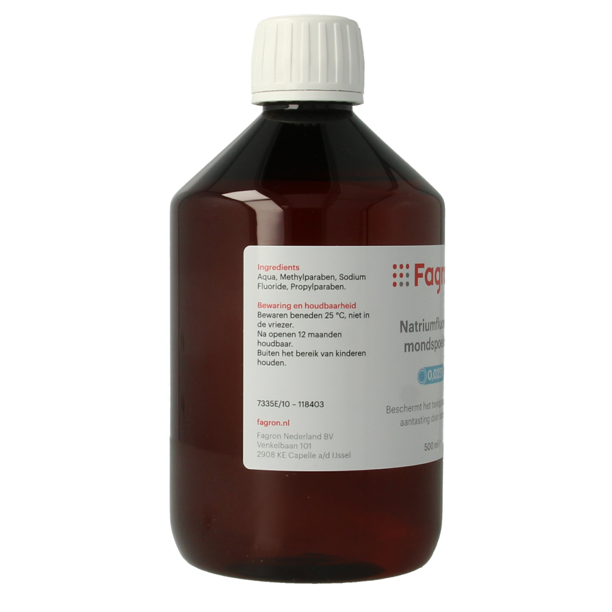 Fagron Natriumfluoride mondspoeling 0.025 500.00 Milliliter