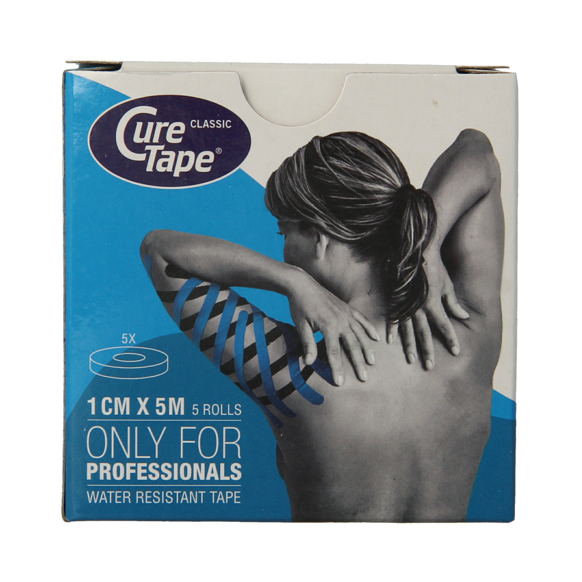 Cure Tape Kinesiotape blauw 1cm x 5m 5.00 Stuks