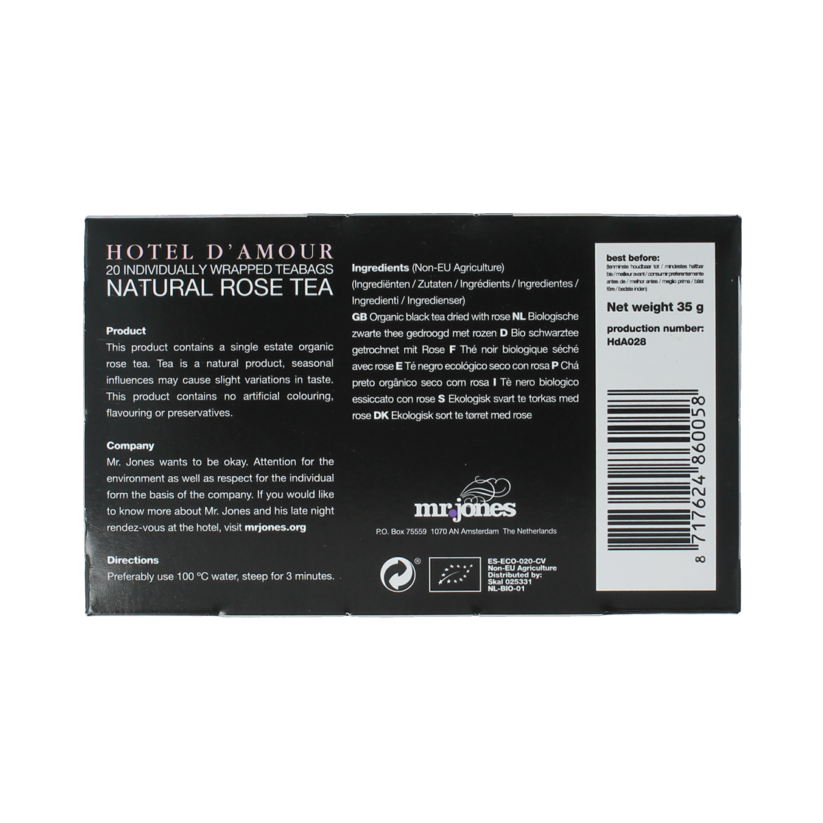 Mr. Jones Hotel d amour rozen thee bio 20.00 Zakjes