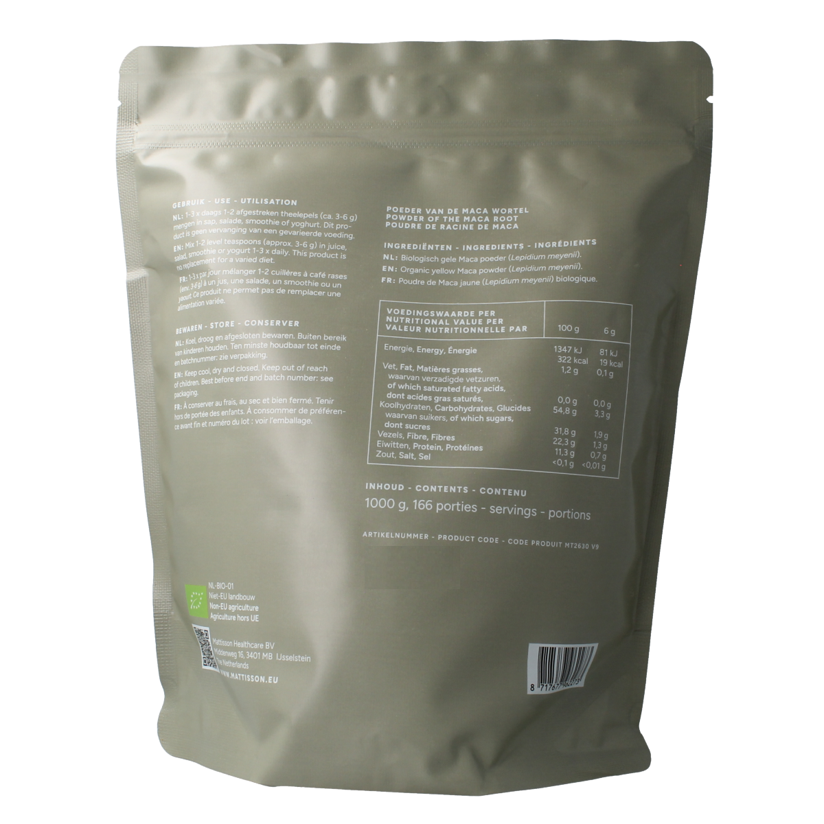 Mattisson Maca poeder bio 1.00 Kilogram