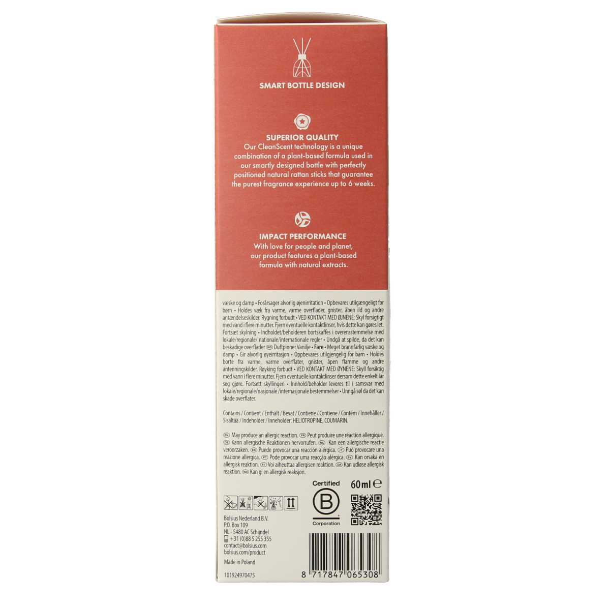 Bolsius True Scents geurverspreider vanilla 60.00 Milliliter