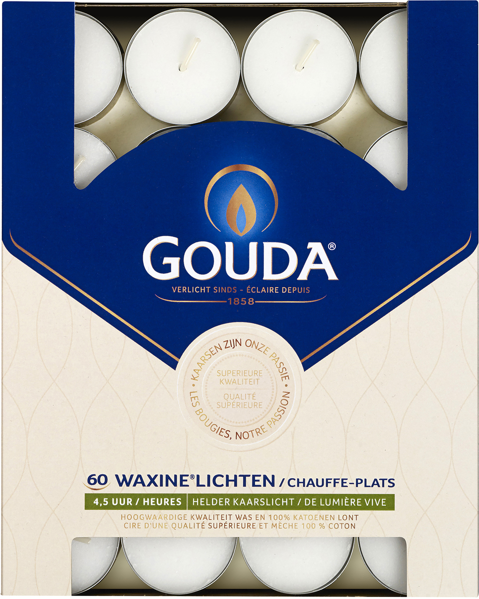 Gouda Waxinelicht 4.5 uur wit 60.00 Stuks