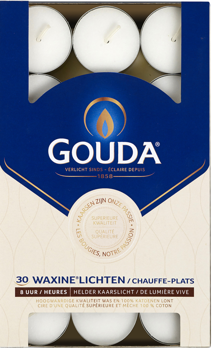 Gouda Waxinelicht 8 uur wit 30.00 Stuks