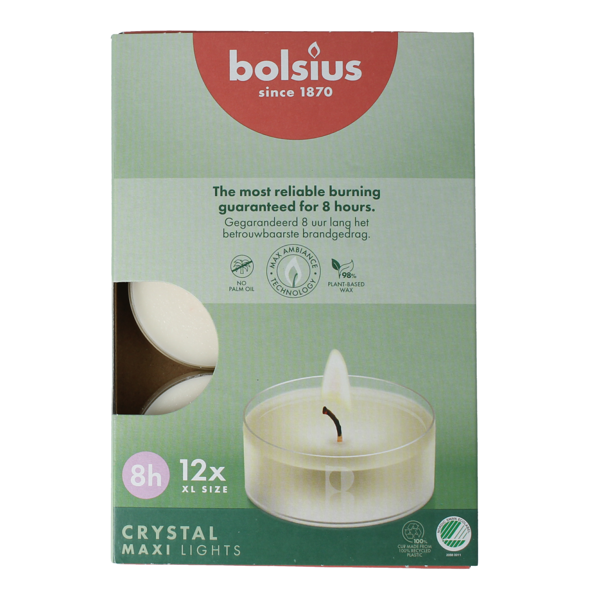 Bolsius Crystal maxi lights 8 uur doos 12.00 Stuks