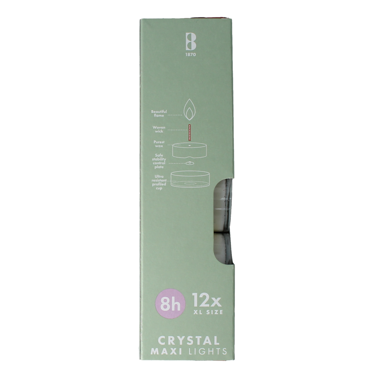 Bolsius Crystal maxi lights 8 uur doos 12.00 Stuks