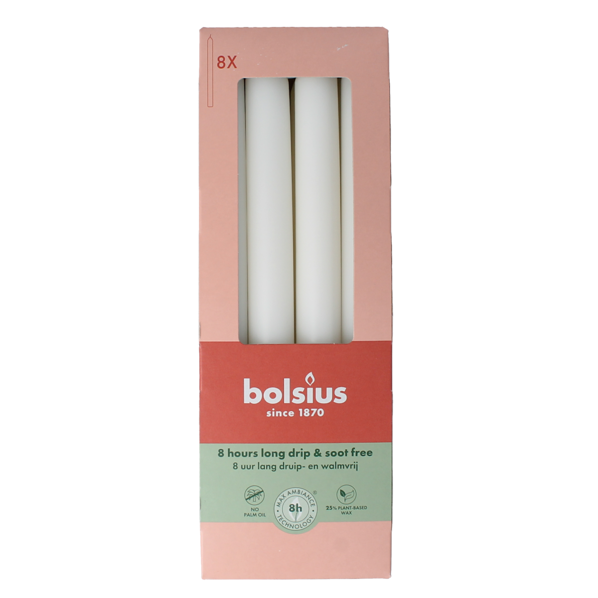 Bolsius Dinerkaarsen 230/20 cloudy white 8.00 Stuks