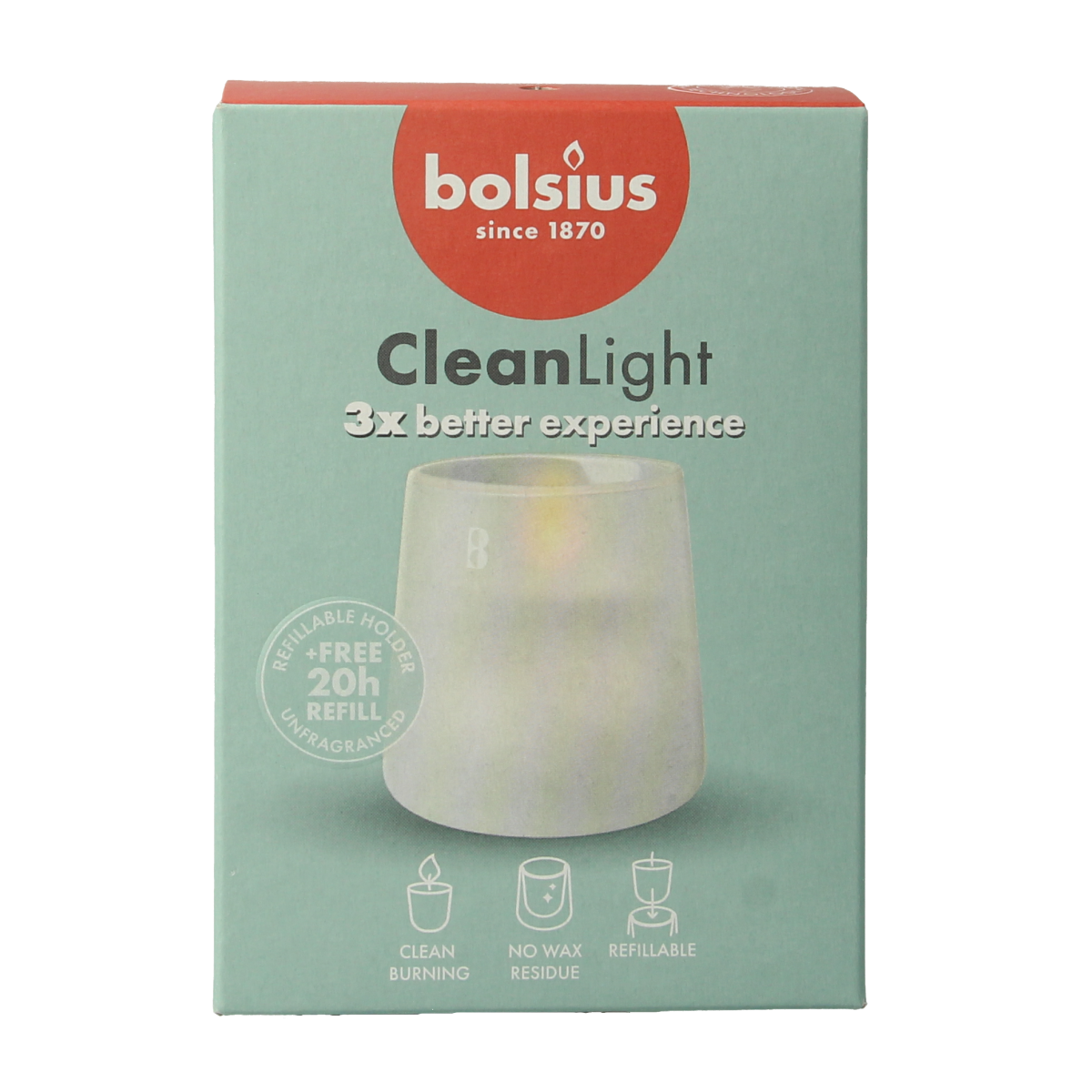 Bolsius Clean Light starterkit houder wit - incl. geurloze 1.00 Stuks
