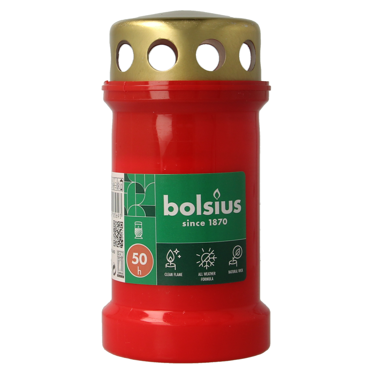 Bolsius Herdenkingslicht nr3 rood met deksel 1.00 Stuks
