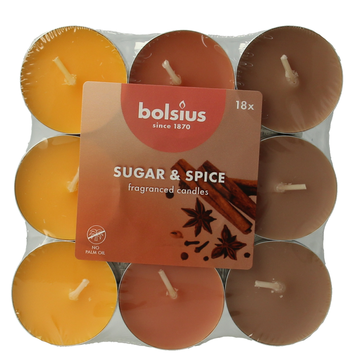 Bolsius Geurtheelicht multi colour brick 18 sugar & spice 18.00 Stuks