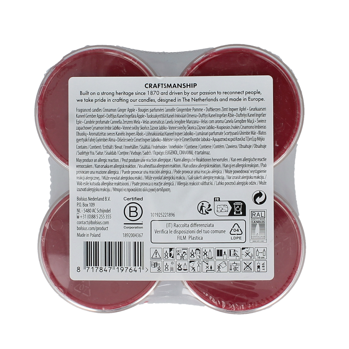 Bolsius Maxlicht merry moments cinnamon ginger 8.00 Stuks