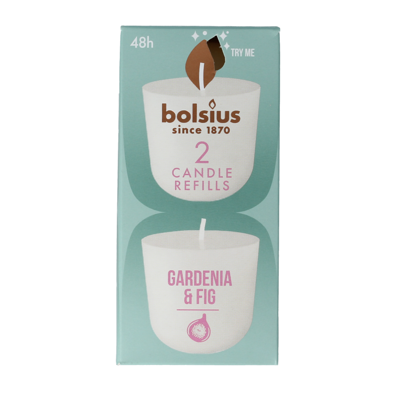 Bolsius Clean light gardenia & fig navul 2 Stuks
