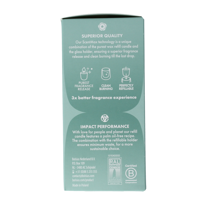 Bolsius Clean light gardenia & fig navul 2 Stuks