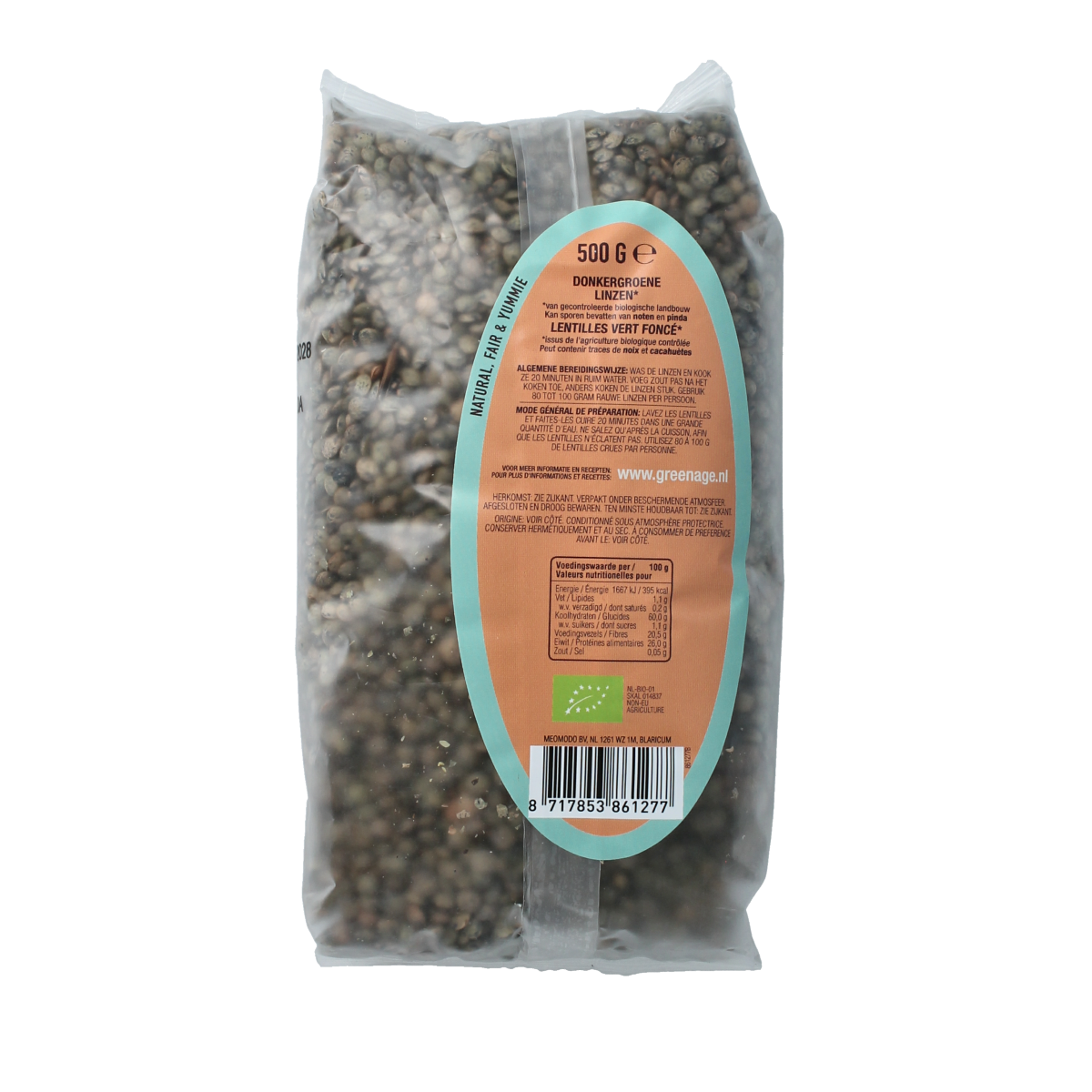 Greenage Donkergroene linzen bio 500.00 Gram