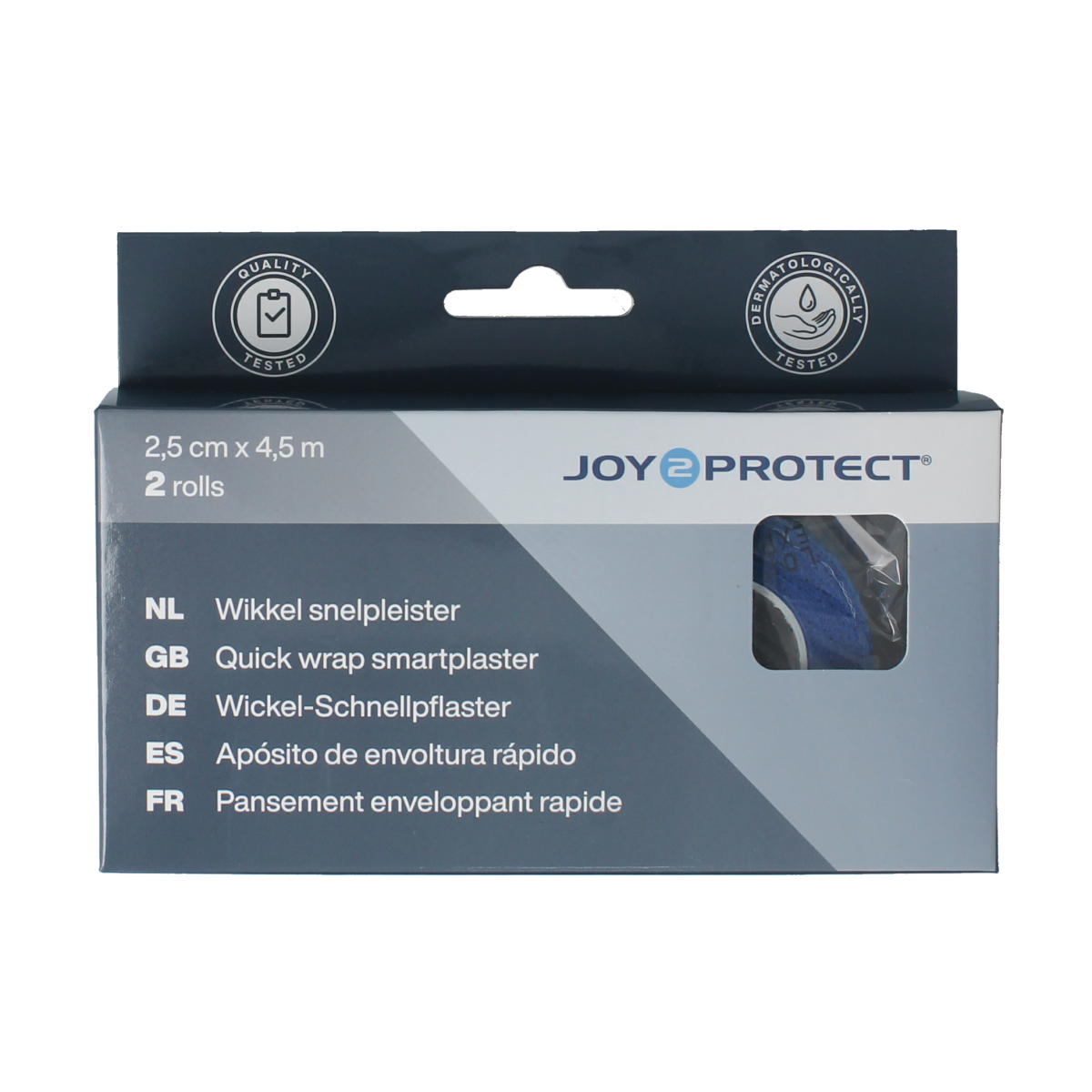 Joy2protect Snelpleisters blauw 2.5cm x 4.5m 2.00 Rol