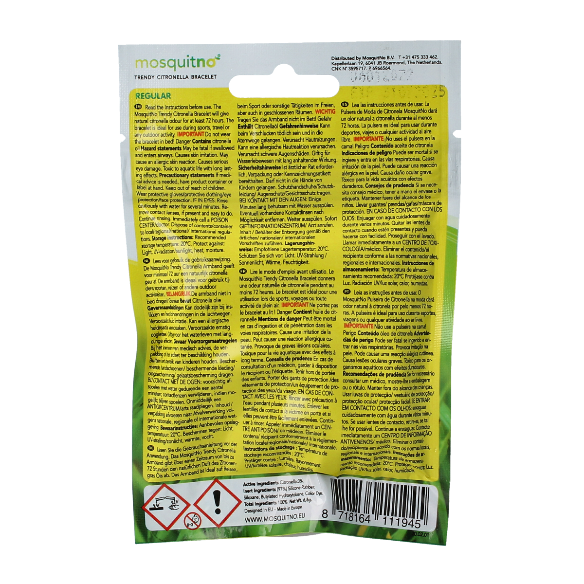 Mosquitno Citronella regular bracelet 1.00 Stuks