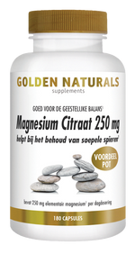 Golden Naturals Magnesium citraat 250mg 180.00 Vegetarische capsules