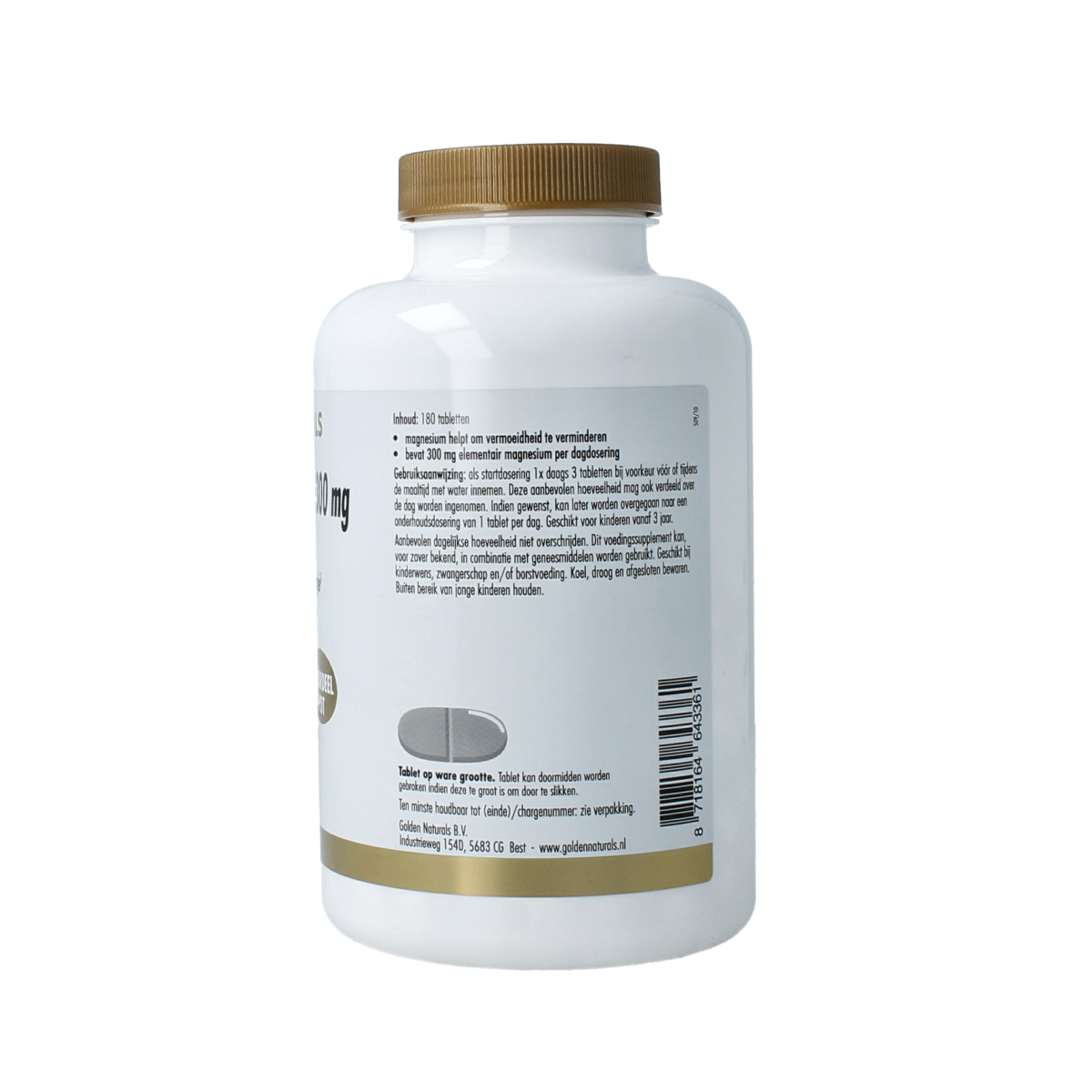 Golden Naturals Magnesium bisglycinaat 300mg 180.00 Tabletten