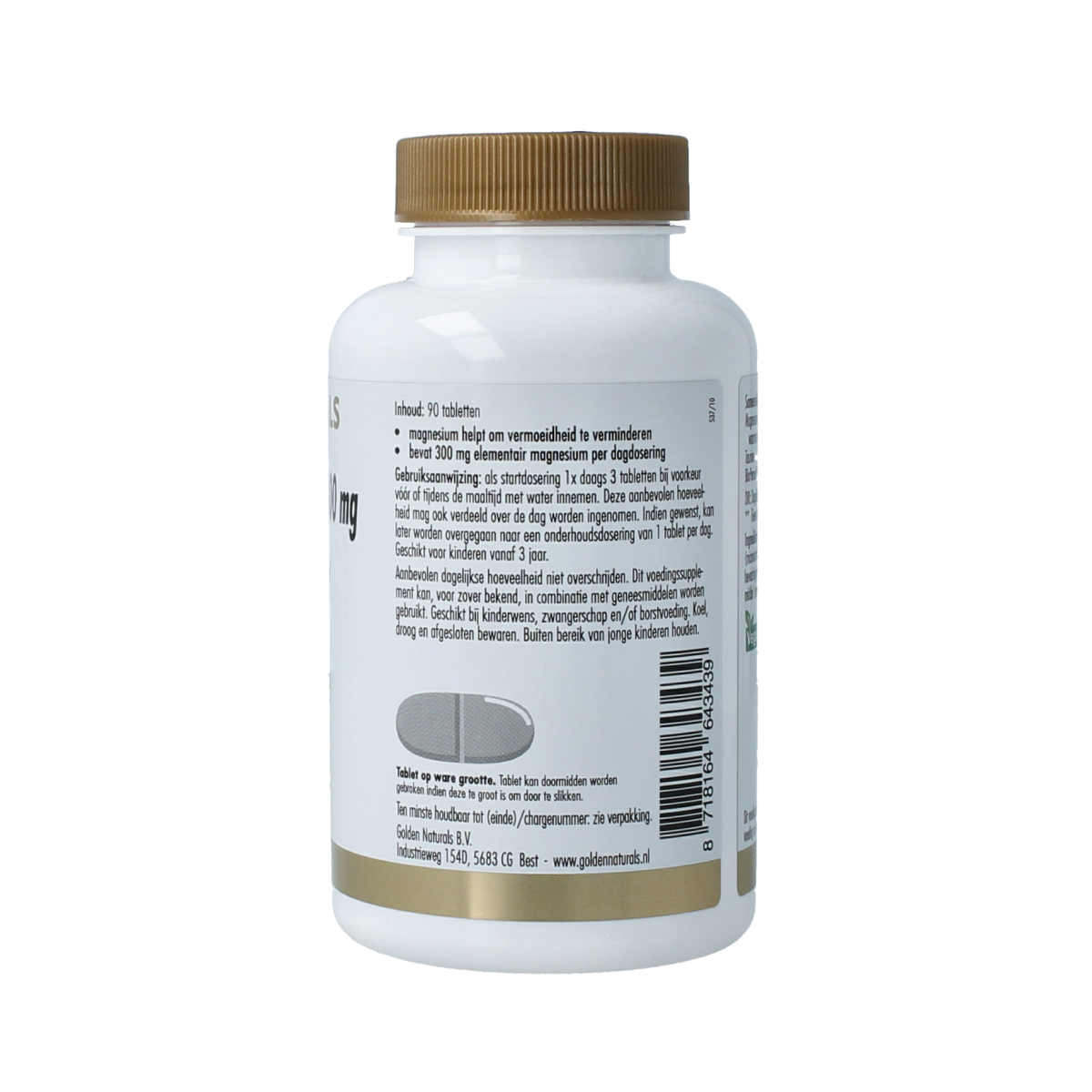 Golden Naturals Magnesium bisglycinaat 300mg 90.00 Tabletten