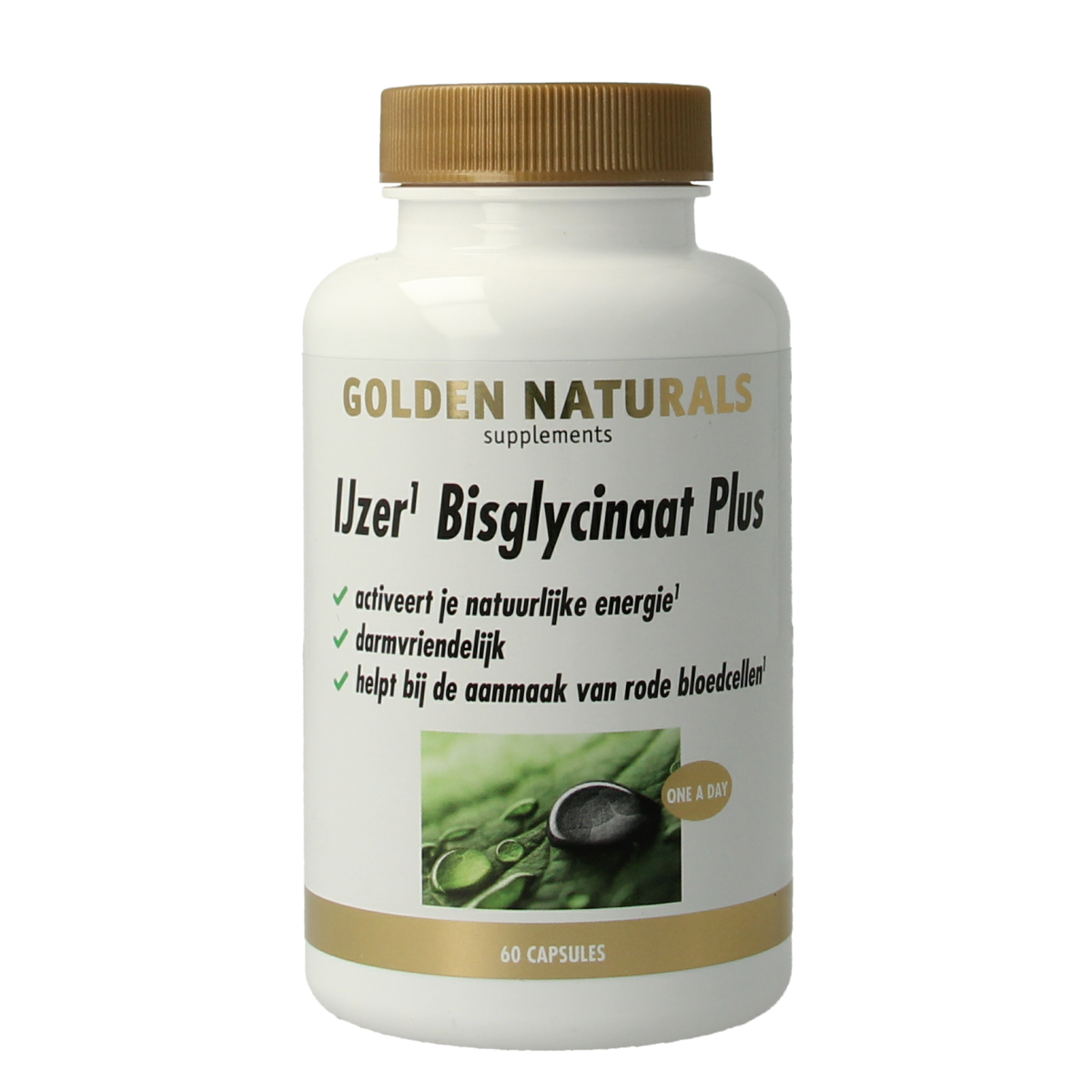 Golden Naturals IJzer bisglycinaat plus 60.00 Vegetarische capsules