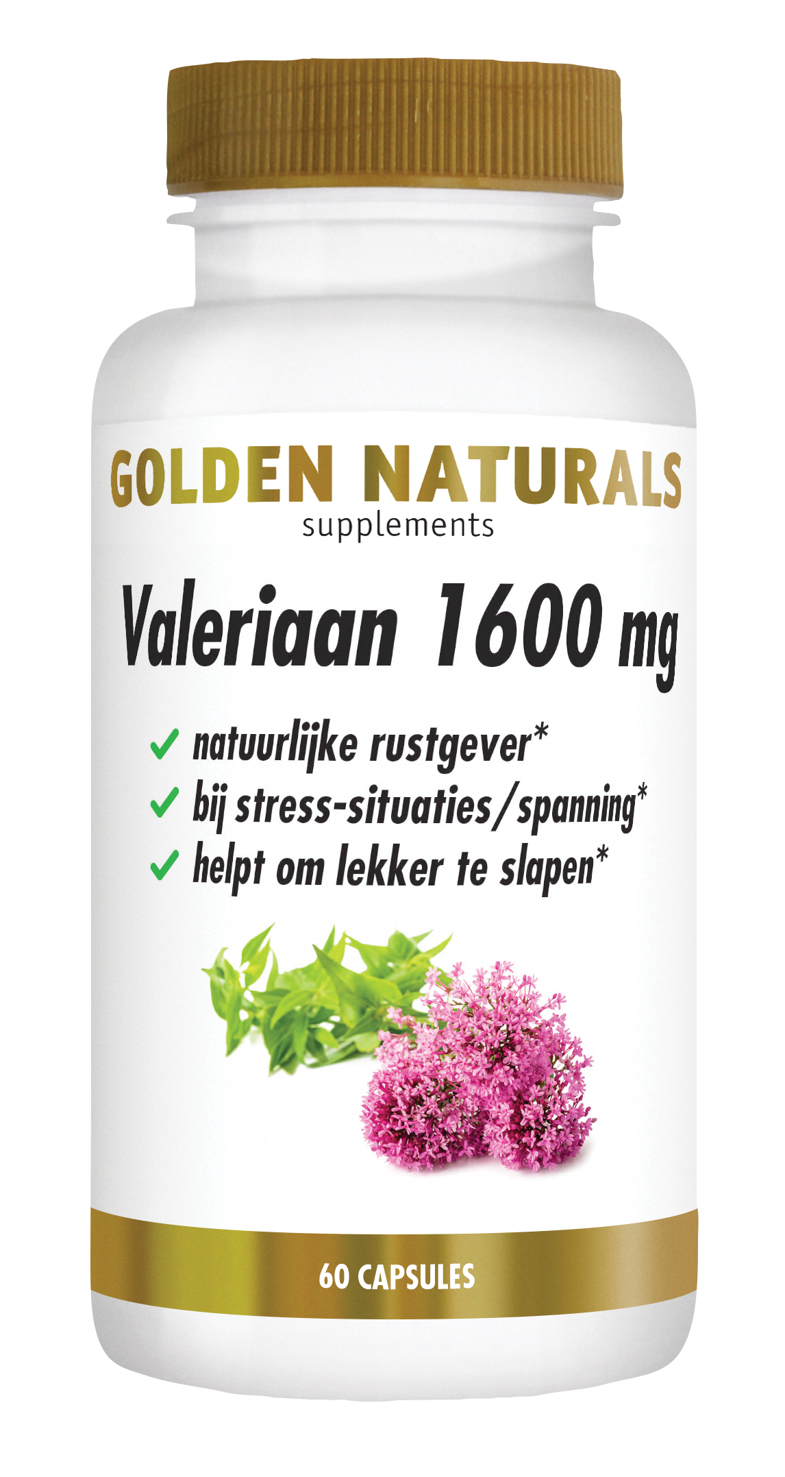 Golden Naturals Valeriaan 1600mg 60.00 Capsules