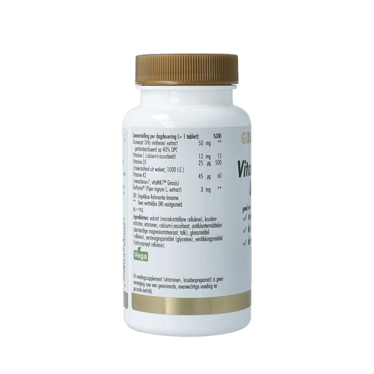 Golden Naturals Vitamine K2 45mcg & D3 25mcg 60.00 Tabletten