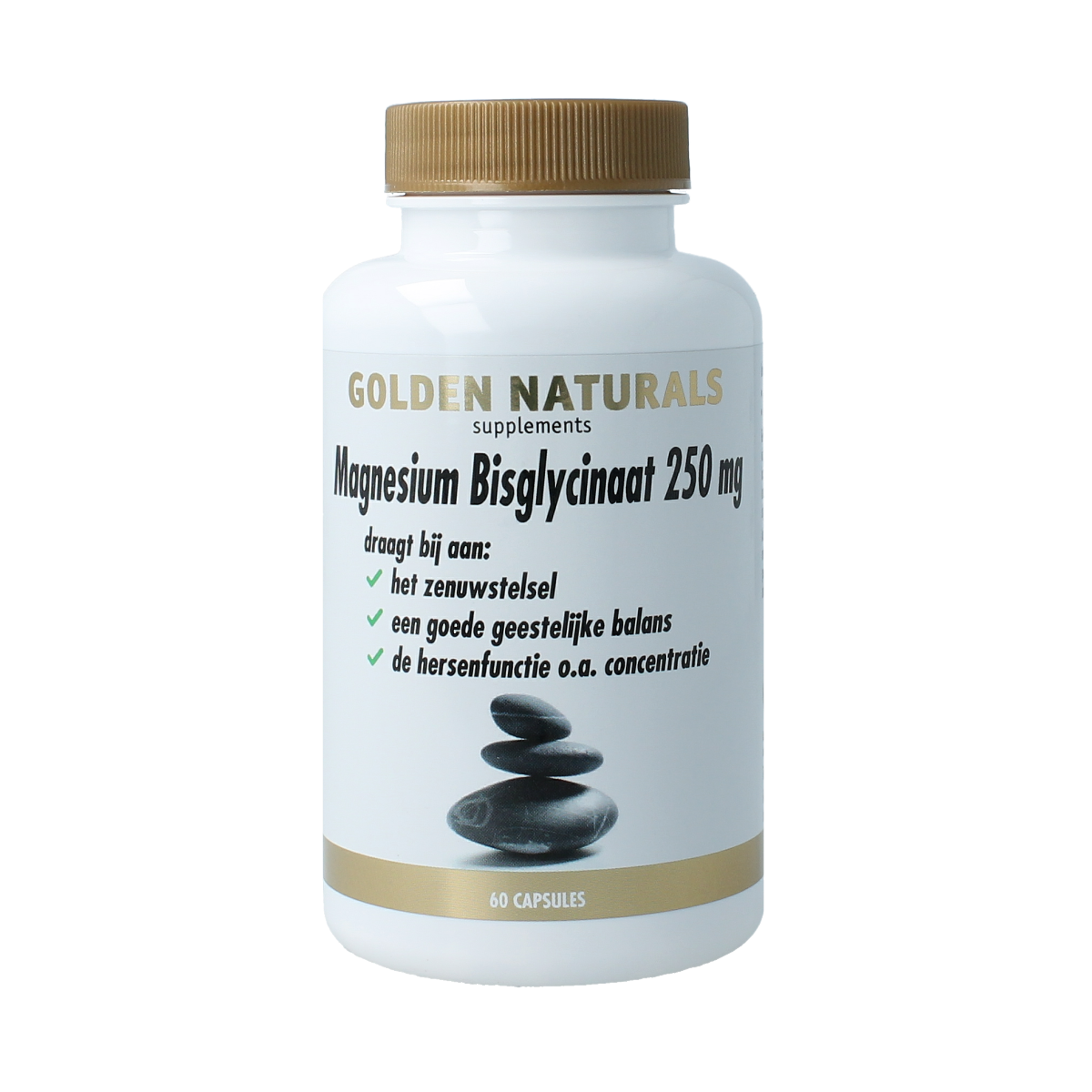 Golden Naturals Magnesium bisglycinaat 250mg 60.00 Vegetarische capsules