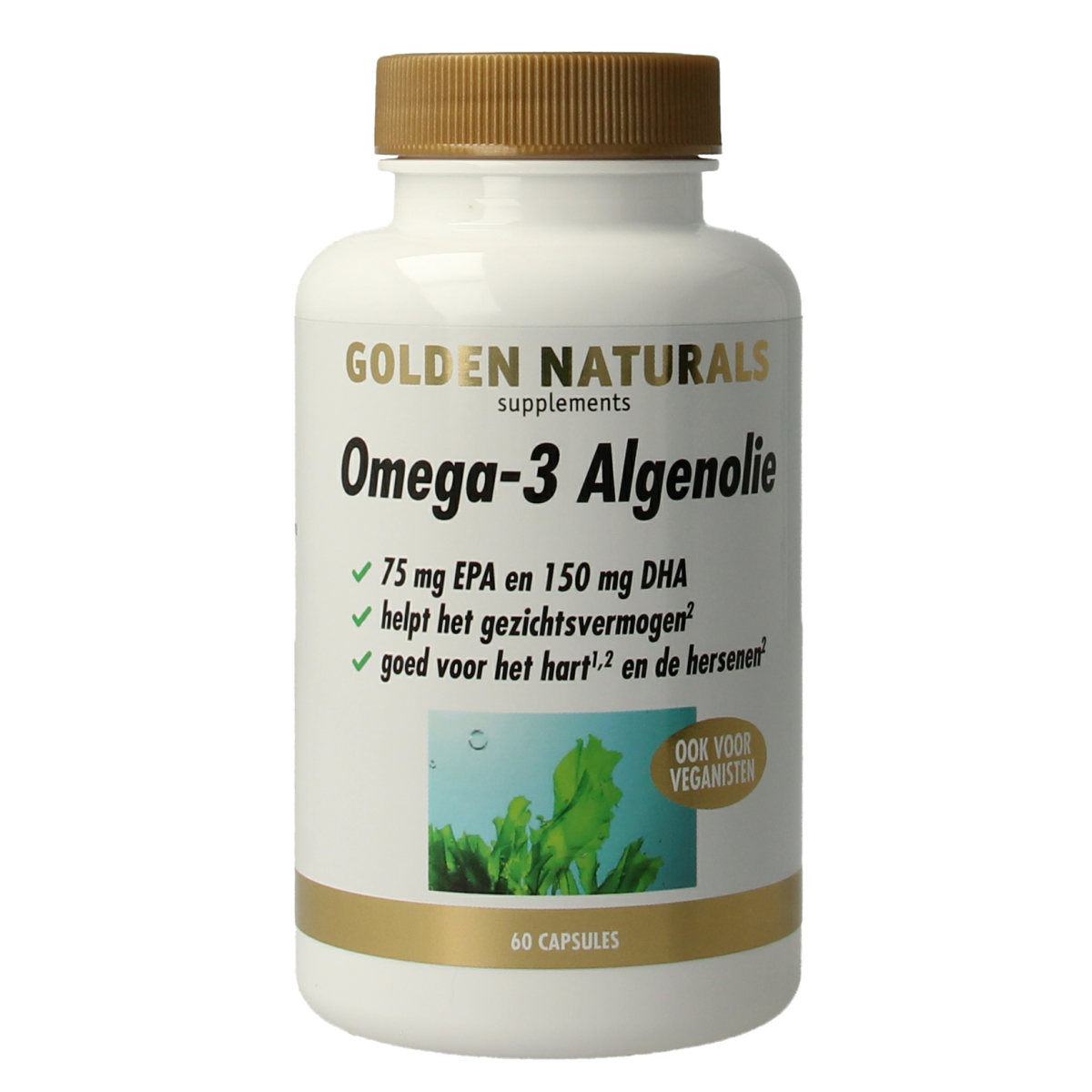 Golden Naturals Omega 3 algenolie liquid capsules 60.00 Capsules