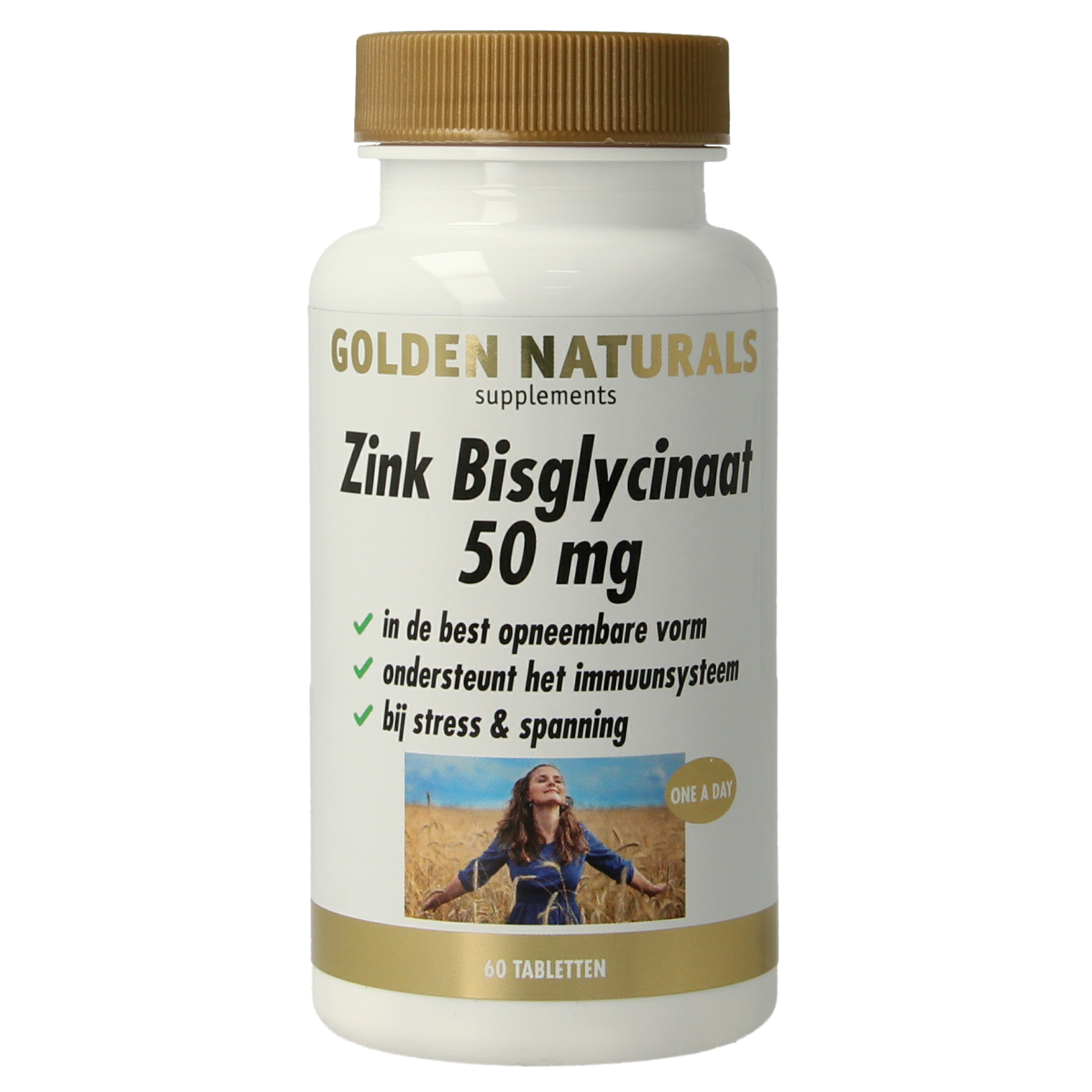 Golden Naturals Zink bisglycinaat 50mg 60.00 Tabletten