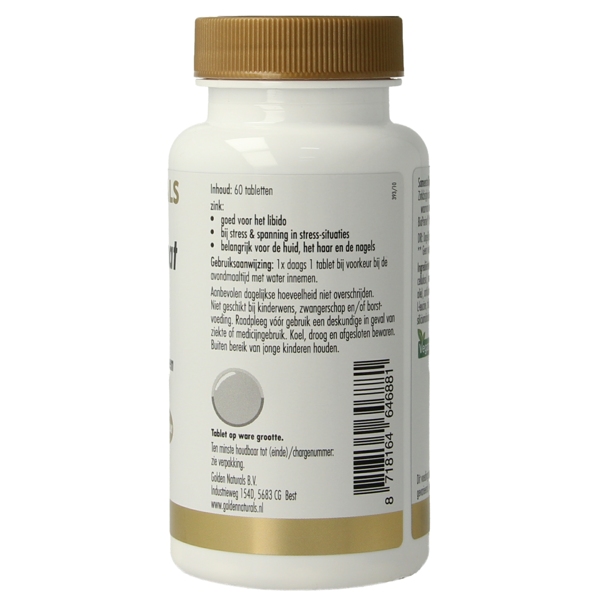 Golden Naturals Zink bisglycinaat 50mg 60.00 Tabletten