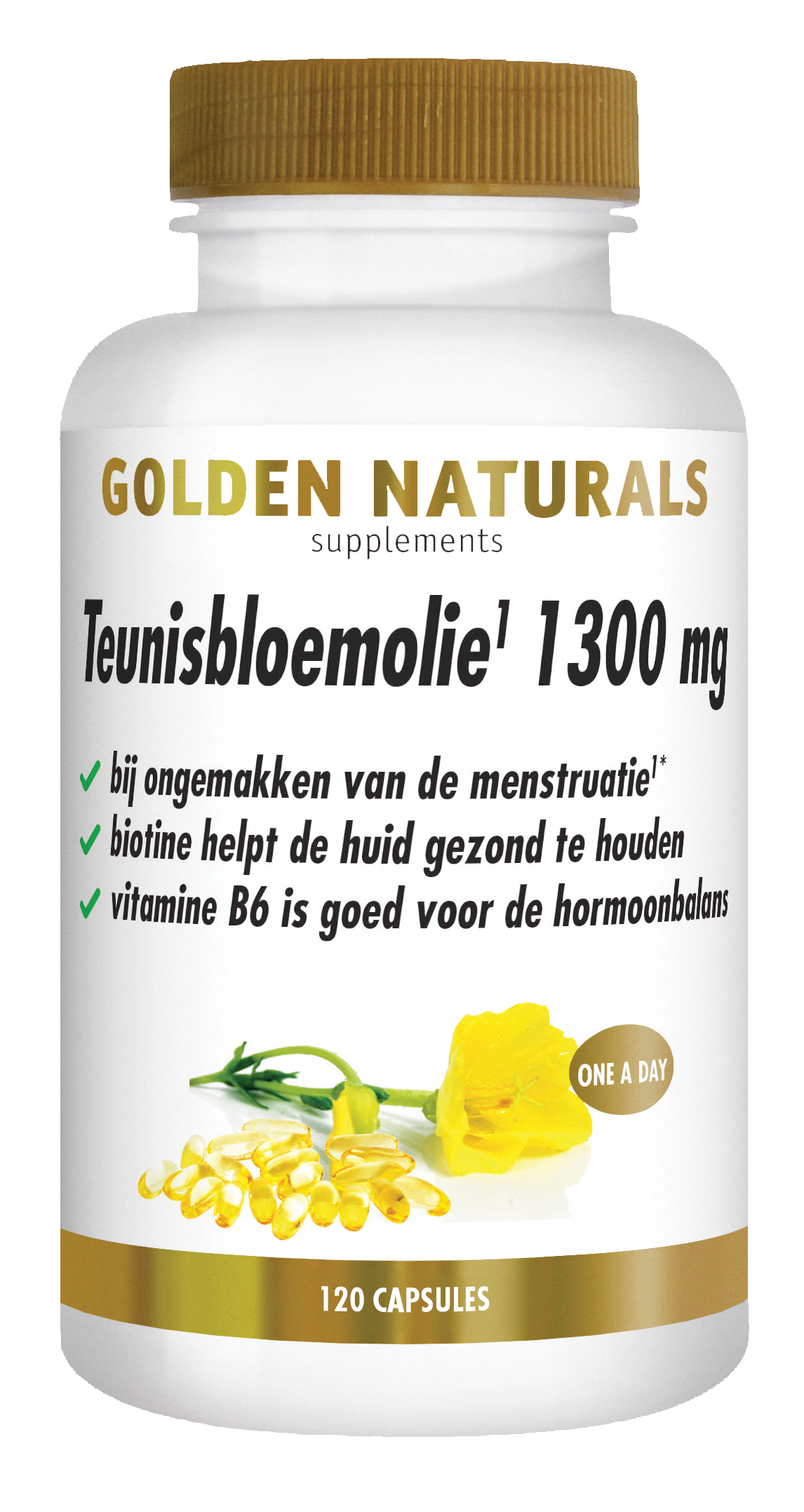 Golden Naturals Teunisbloemolie 1300mg 120.00 Softgels