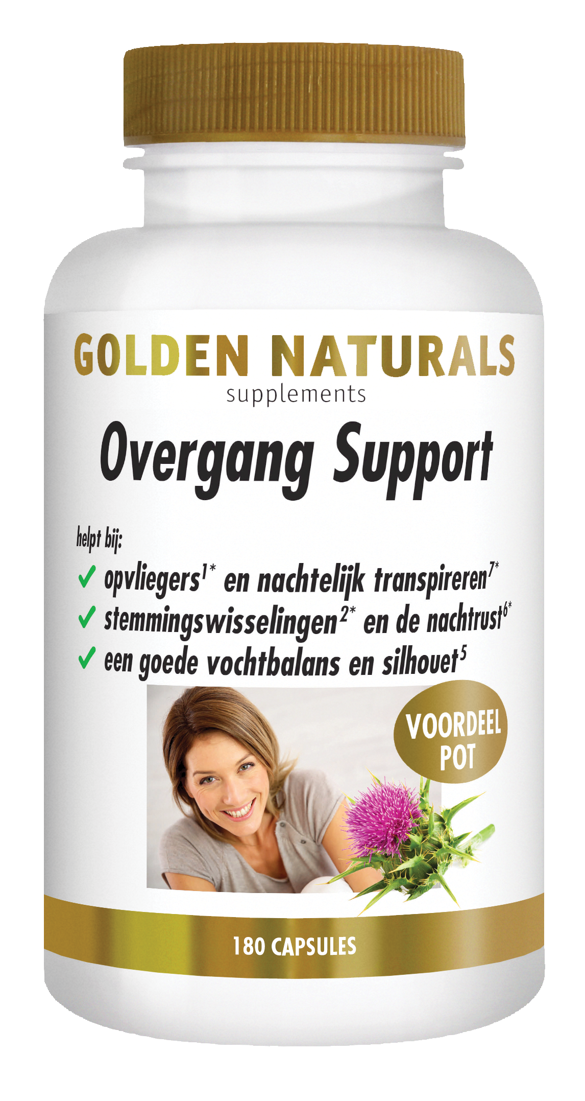 Golden Naturals Overgang support 180.00 Vegetarische capsules