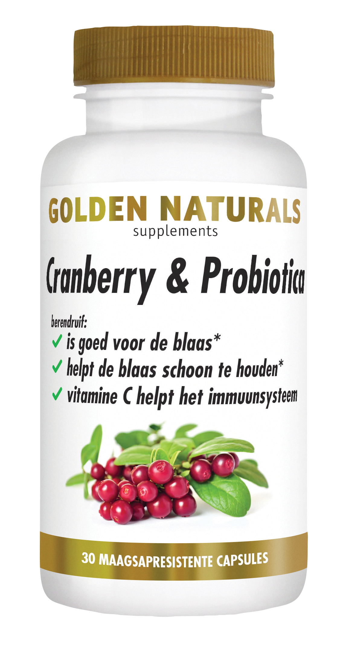 Golden Naturals Cranberry & probiotica 30.00 Vegetarische capsules